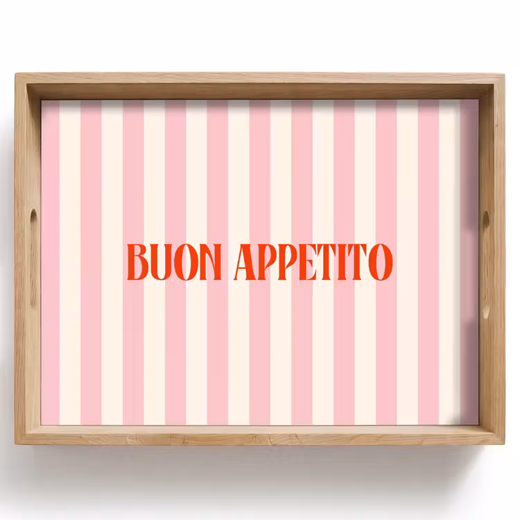 Dienblad - Zachtroze - Rood - Strepen - Buon Appetito — 1
