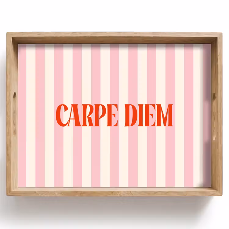 Dienblad - Zachtroze - Rood - Strepen - Carpe Diem — 1