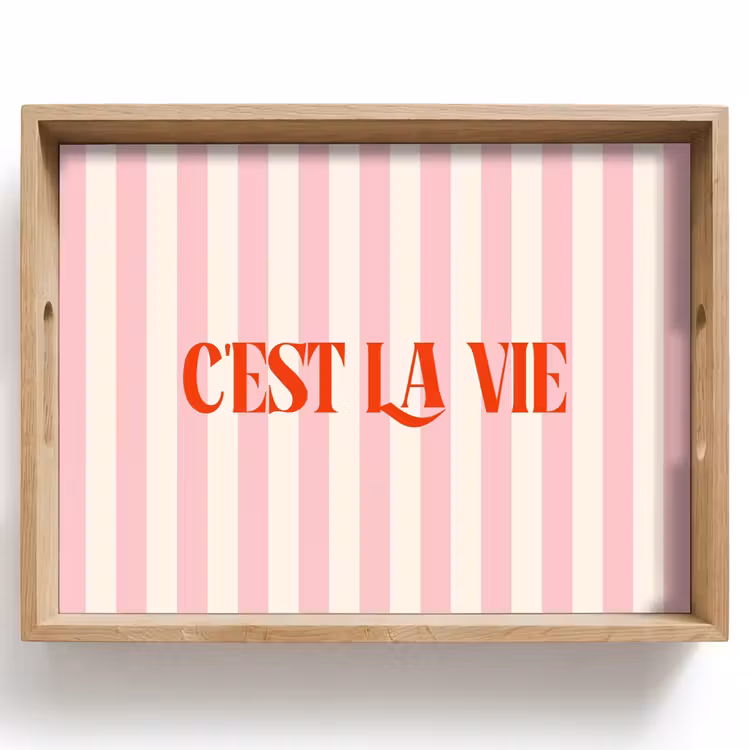 Dienblad - Zachtroze - Rood - Strepen - C'est La Vie — 1