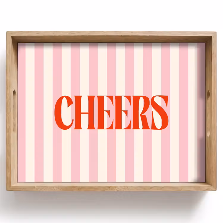Dienblad - Zachtroze - Rood - Strepen - Cheers — 1