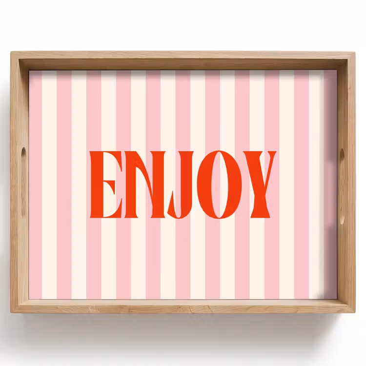 Dienblad - Zachtroze - Rood - Strepen - Enjoy — 1