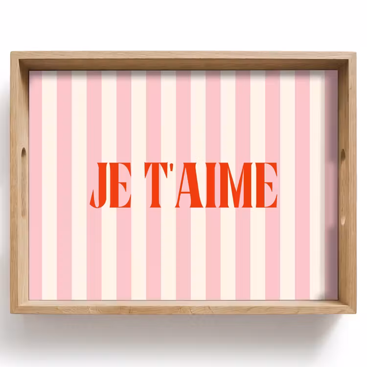 Dienblad - Zachtroze - Rood - Strepen - Je t'aime — 1
