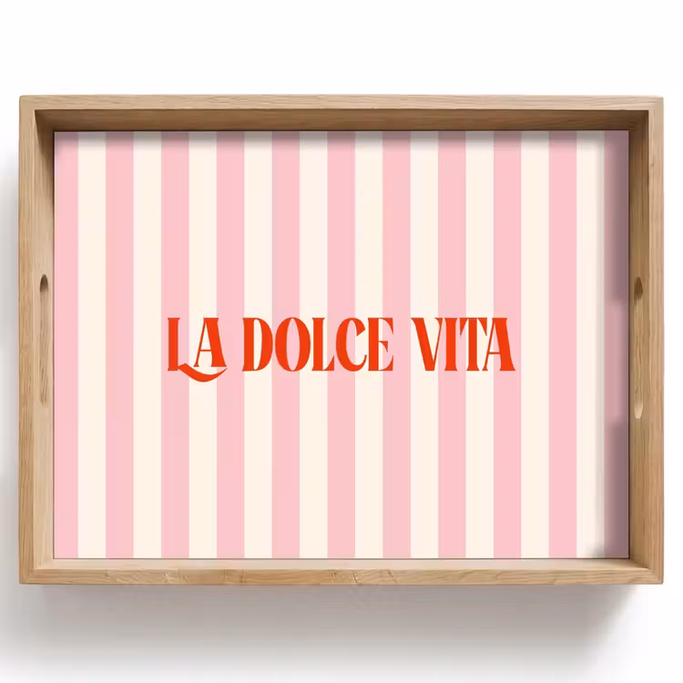 Dienblad - Zachtroze - Rood - Strepen - La Dolce Vita — 1