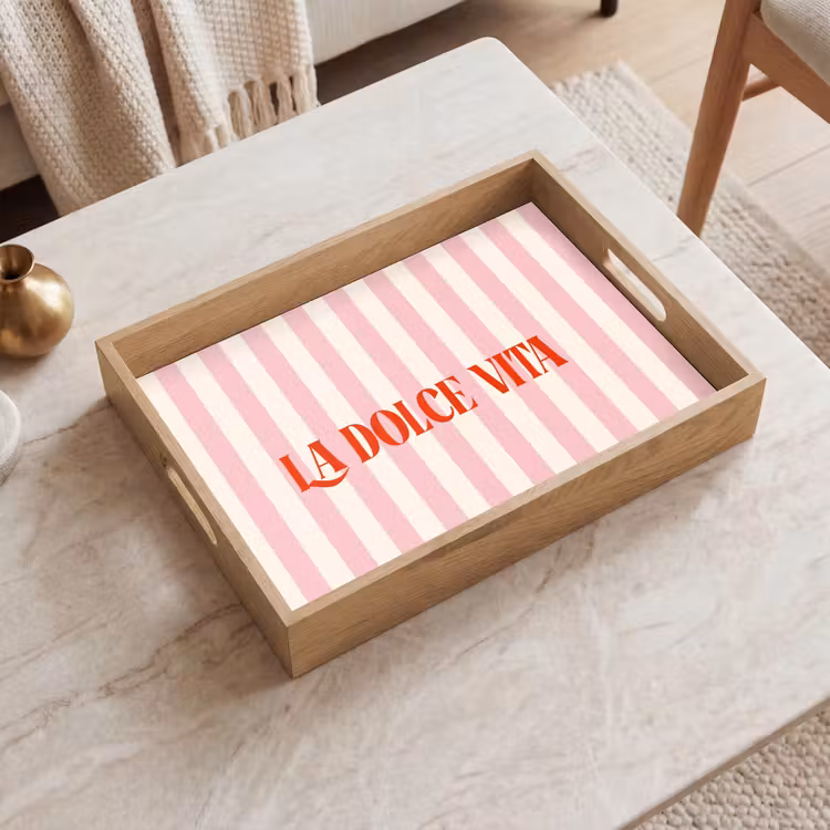 Dienblad - Zachtroze - Rood - Strepen - La Dolce Vita — 2