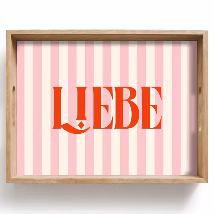 Dienblad - Zachtroze - Rood - Strepen - Liebe — 1