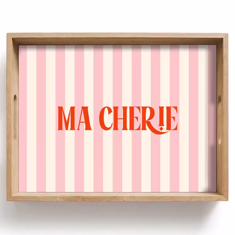 Dienblad - Zachtroze - Rood - Strepen - Ma Cherie — 1