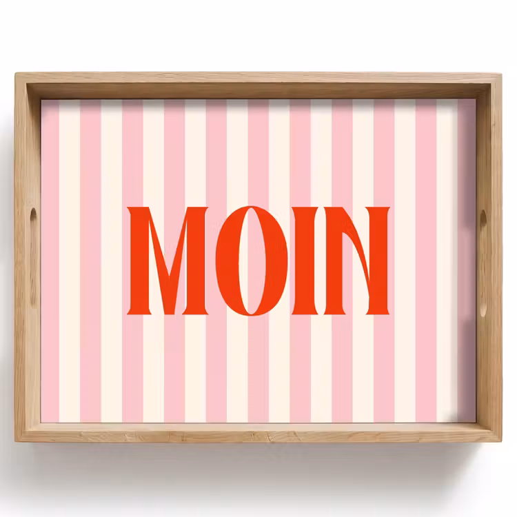 Dienblad - Zachtroze - Rood - Strepen - Moin — 1