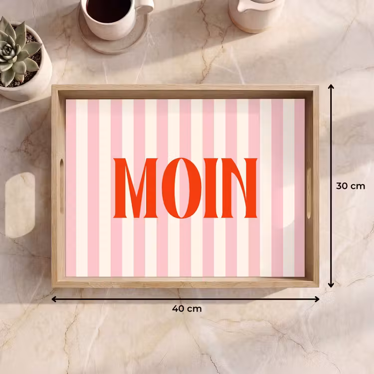 Dienblad - Zachtroze - Rood - Strepen - Moin — 9