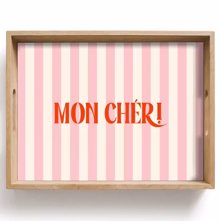 Dienblad - Zachtroze - Rood - Strepen - Mon Chéri — 1