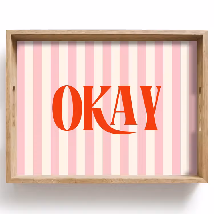 Dienblad - Zachtroze - Rood - Strepen - Okay — 1