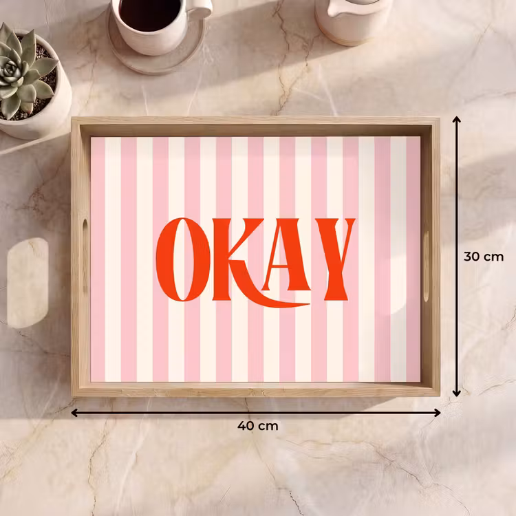 Dienblad - Zachtroze - Rood - Strepen - Okay — 9