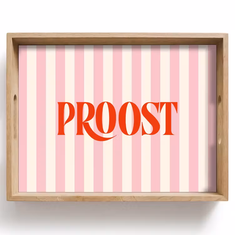 Dienblad - Zachtroze - Rood - Strepen - Proost — 1