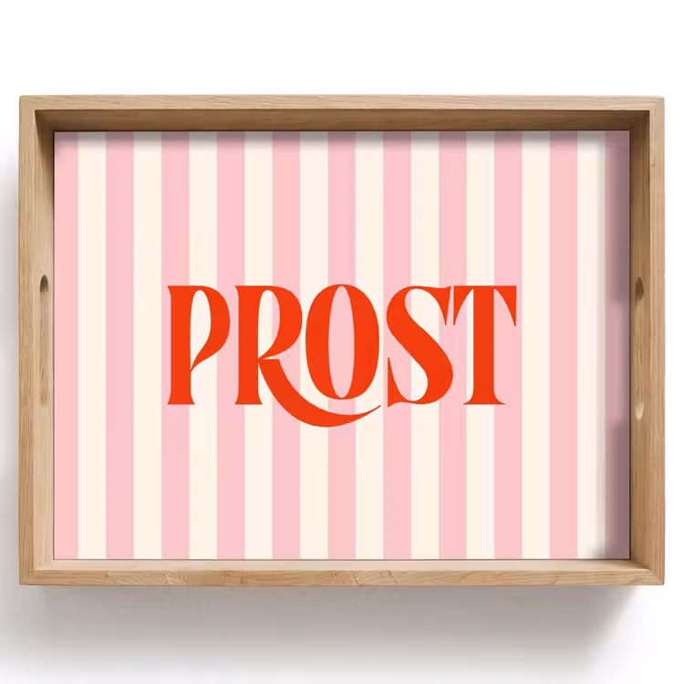 Dienblad - Zachtroze - Rood - Strepen - Prost — 1