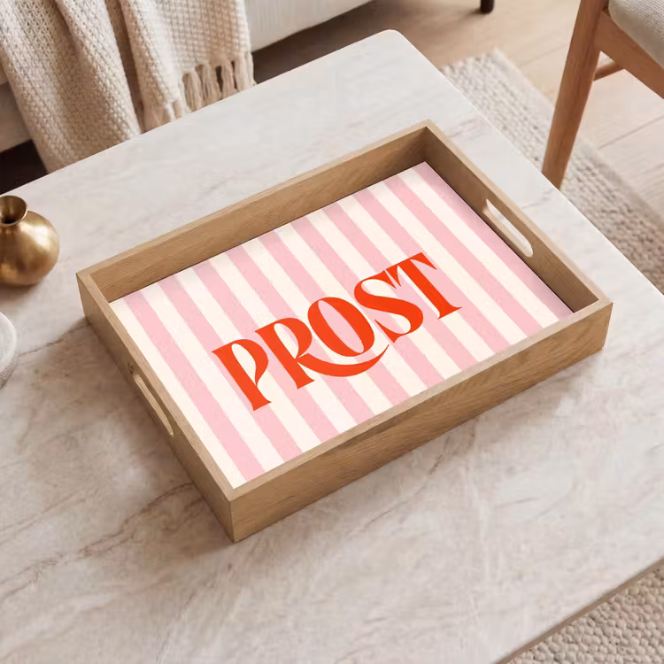 Dienblad - Zachtroze - Rood - Strepen - Prost — 2