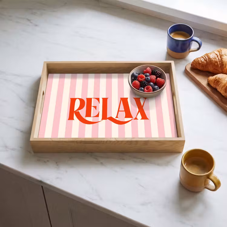 Dienblad - Zachtroze - Rood - Strepen - Relax — 4