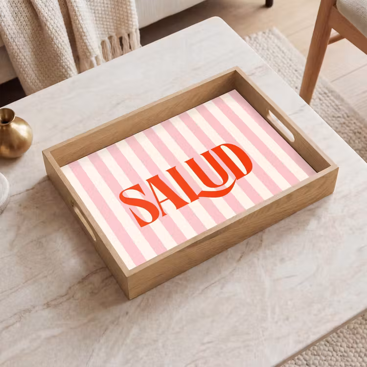 Dienblad - Zachtroze - Rood - Strepen - Salud — 2