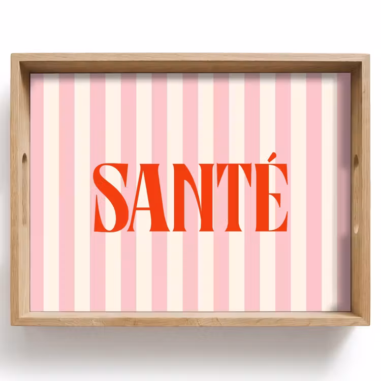 Dienblad - Zachtroze - Rood - Strepen - Santé — 1