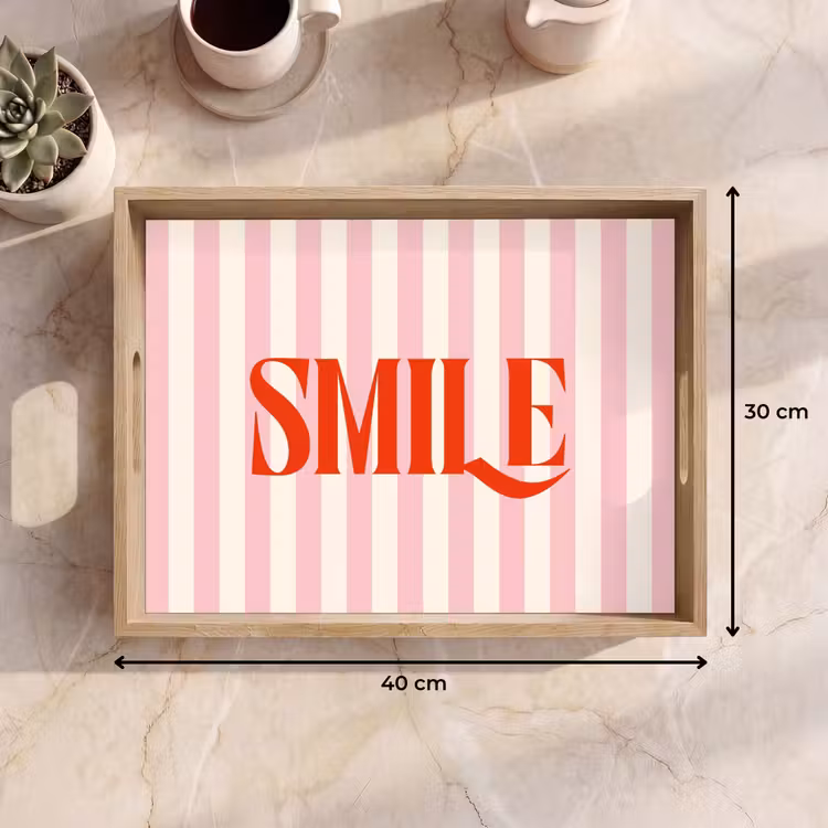 Dienblad - Zachtroze - Rood - Strepen - Smile — 9