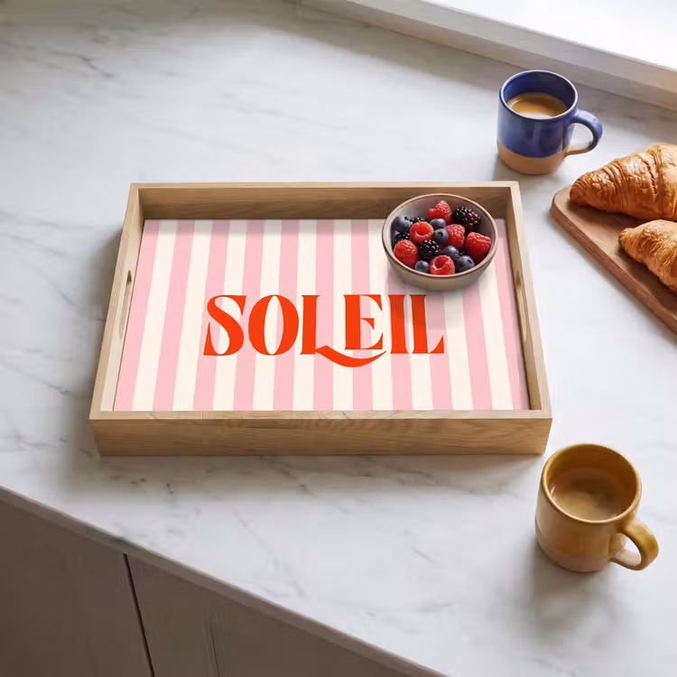 Dienblad - Zachtroze - Rood - Strepen - Soleil — 4