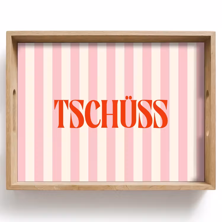 Dienblad - Zachtroze - Rood - Strepen - Tschüss — 1
