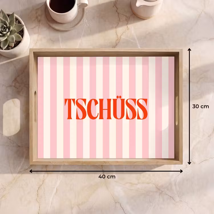 Dienblad - Zachtroze - Rood - Strepen - Tschüss — 9