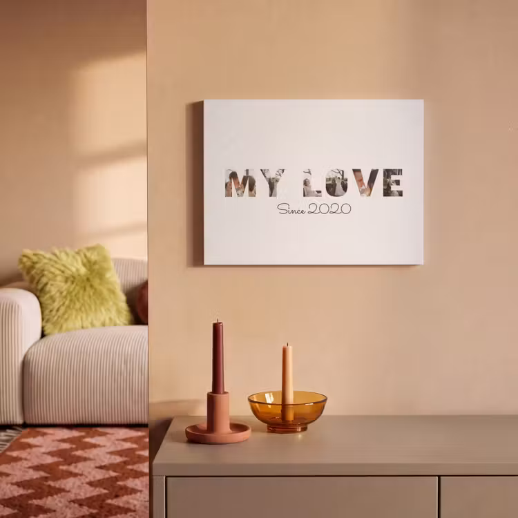 Akoestisch schilderij - My Love - Lettercollage — 2