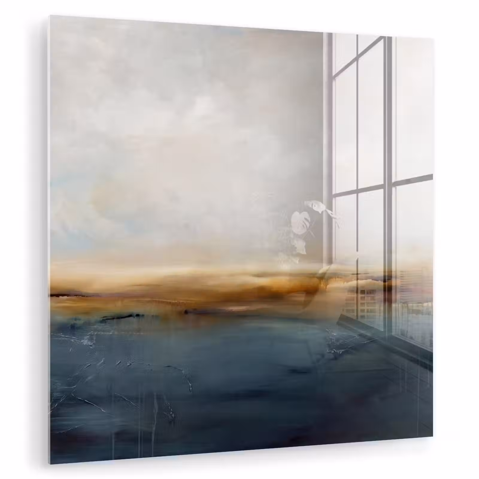 Glas schilderij - Abstract - Horizon - Water - Modern - Beige — 1