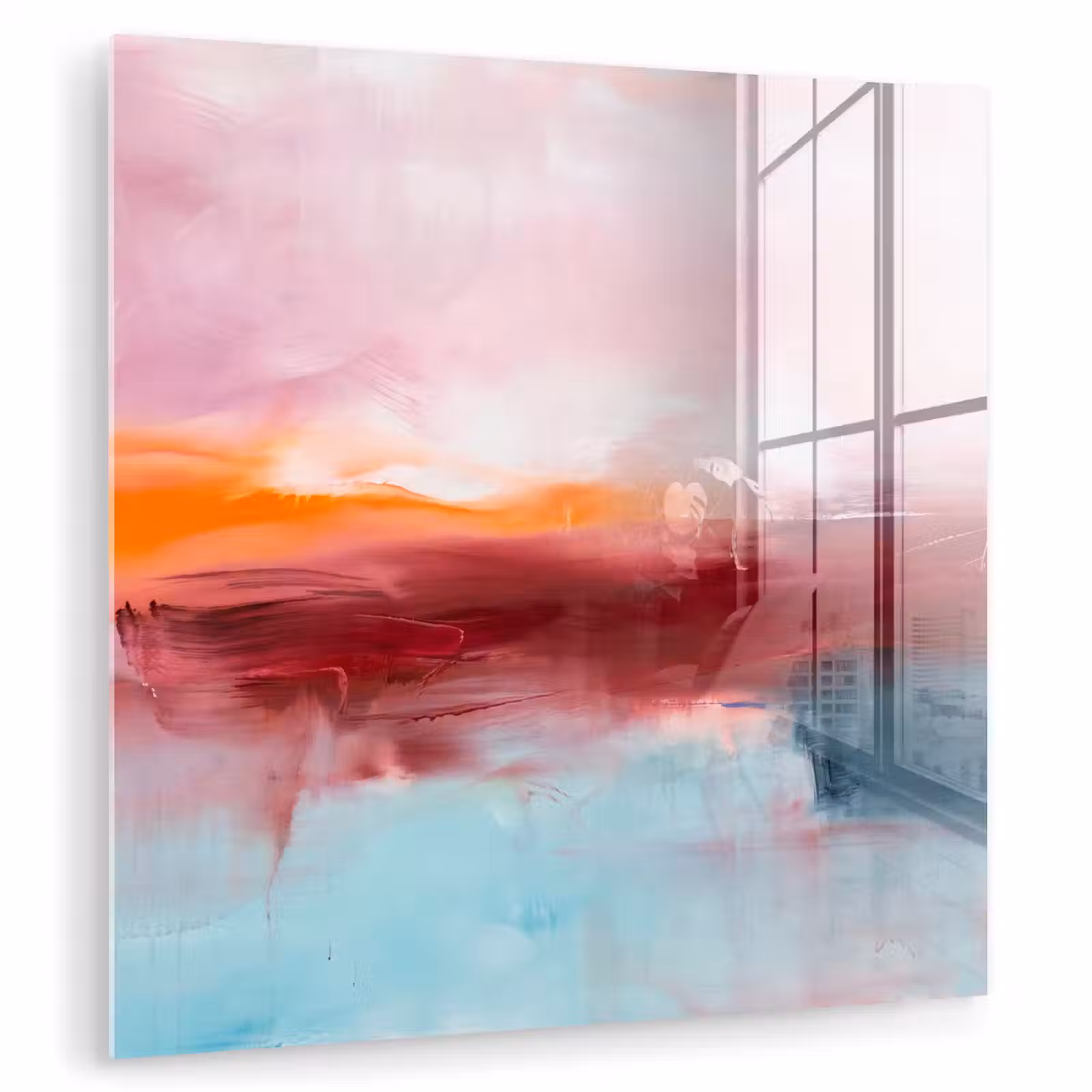 Glas schilderij - Abstract - Kleuren - Modern - Kunst - Roze — 1