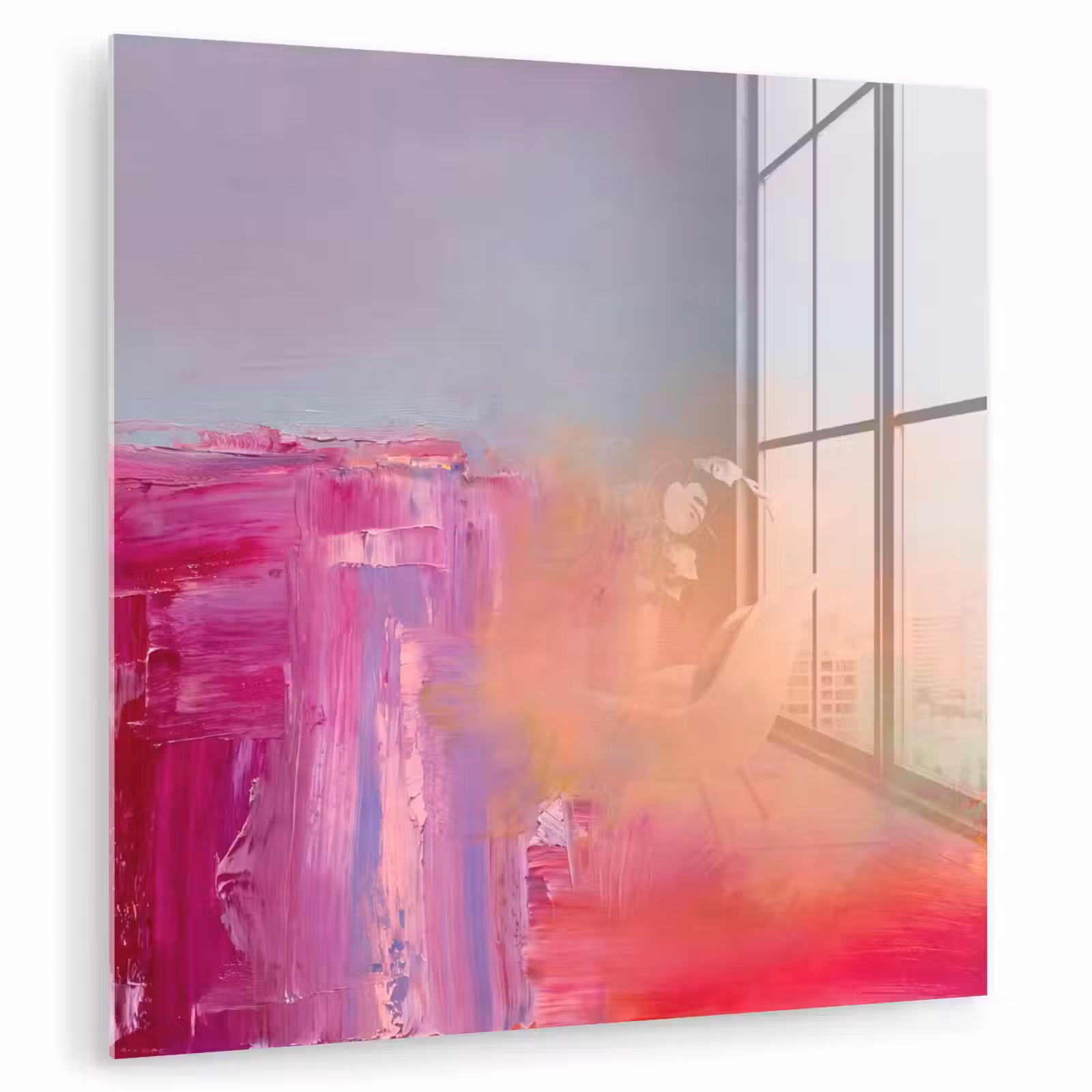 Glas schilderij - Abstract - Kleuren - Modern - Roze — 1