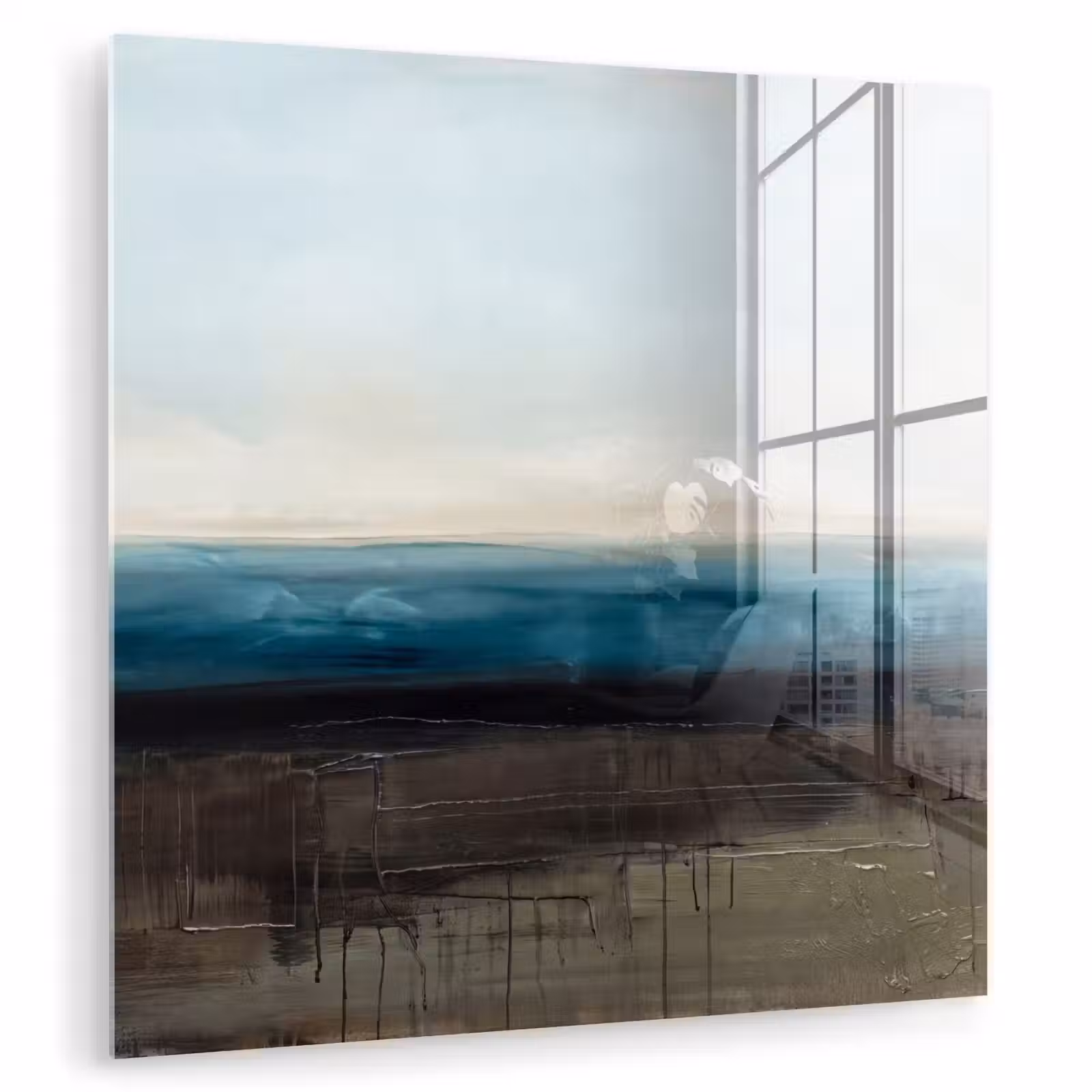 Glas schilderij - Abstract - Landschap - Horizon - Blauw - Modern — 1