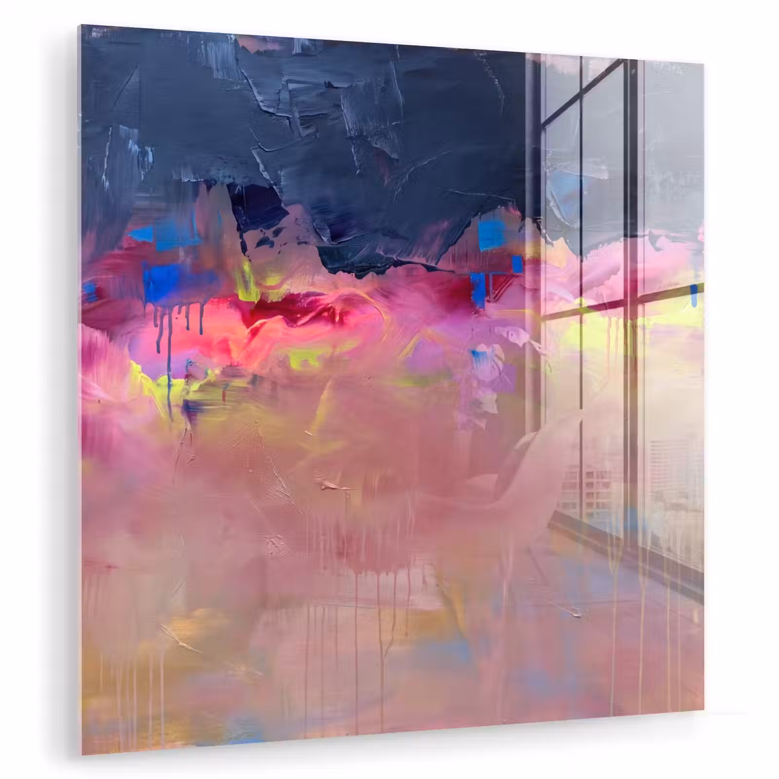 Glas schilderij - Abstract - Textuur - Kleuren - Modern - Roze — 1