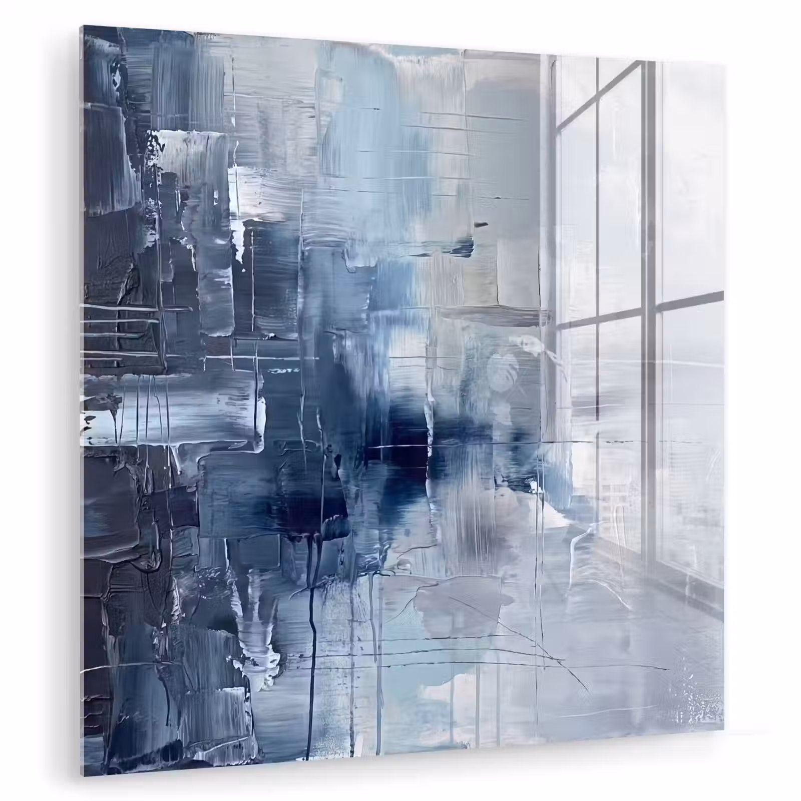 Glas schilderij - Abstract - Textuur - Kunst - Modern - Blauw — 1