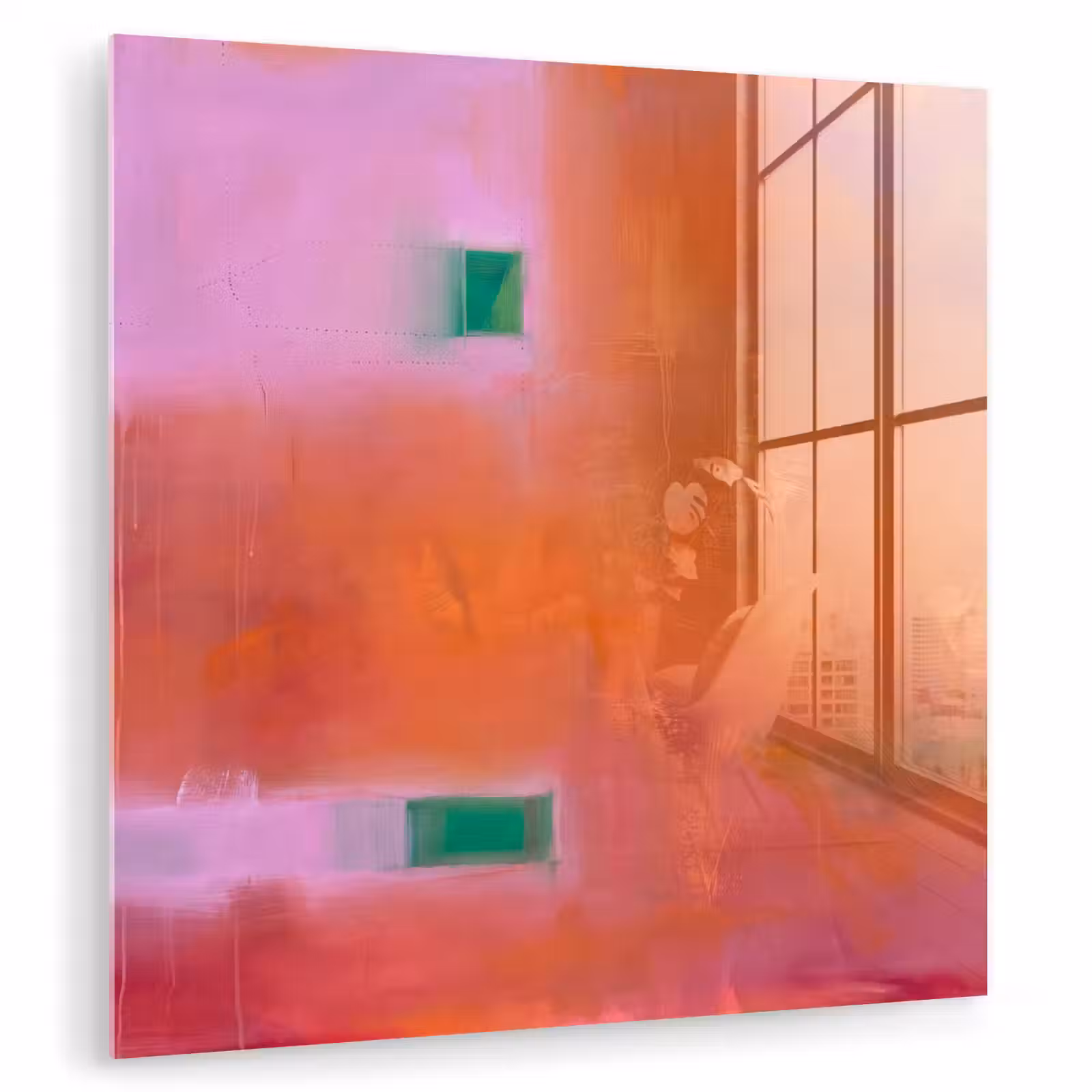 Glas schilderij - Abstract - Vlakken - Kunst - Modern - Oranje — 1
