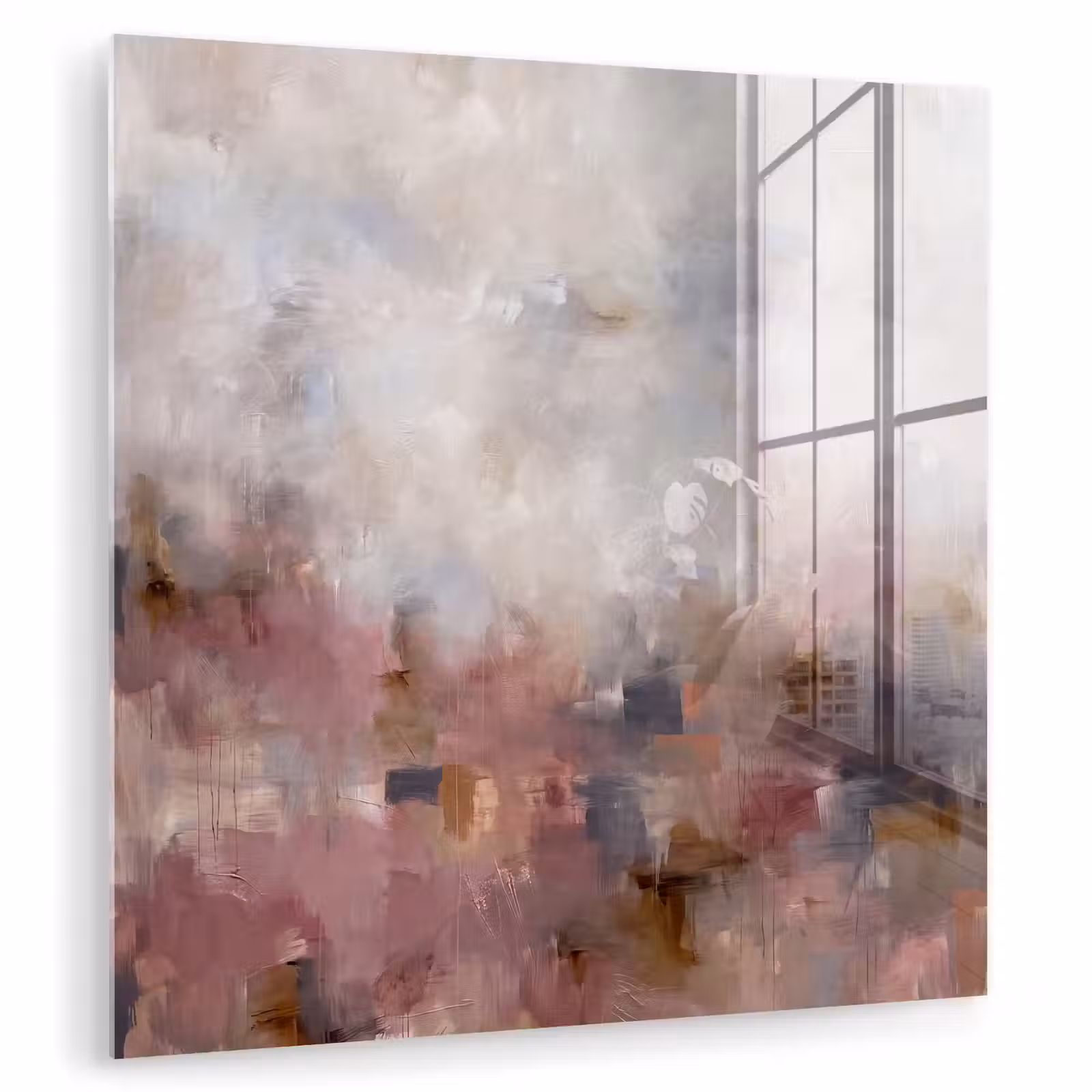 Glas schilderij - Abstract - Vloeiend - Kunst - Modern - Beige — 1