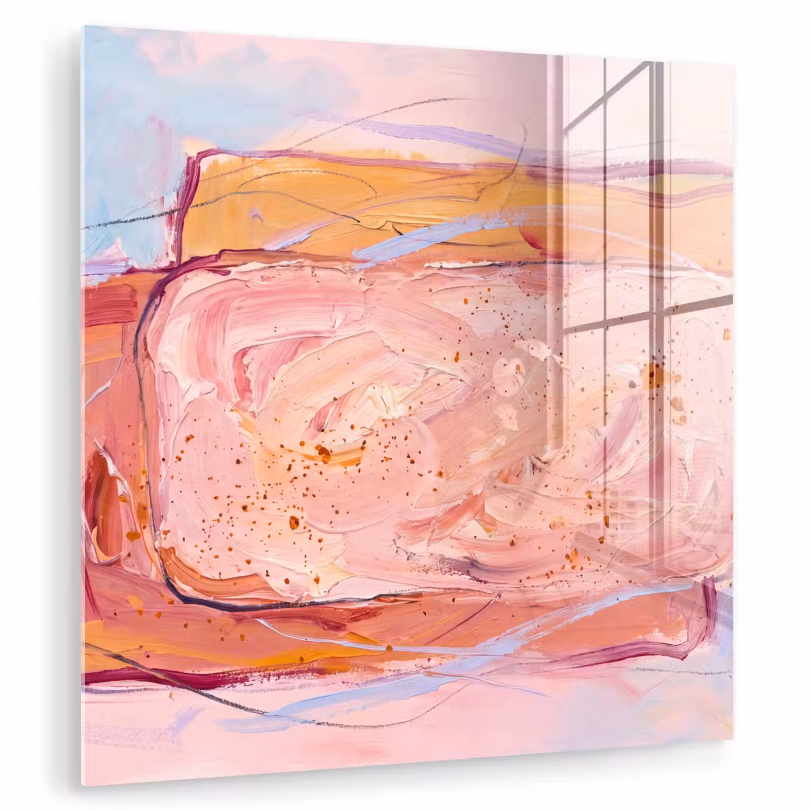 Glas schilderij - Abstract - Vormen - Modern - Roze — 1