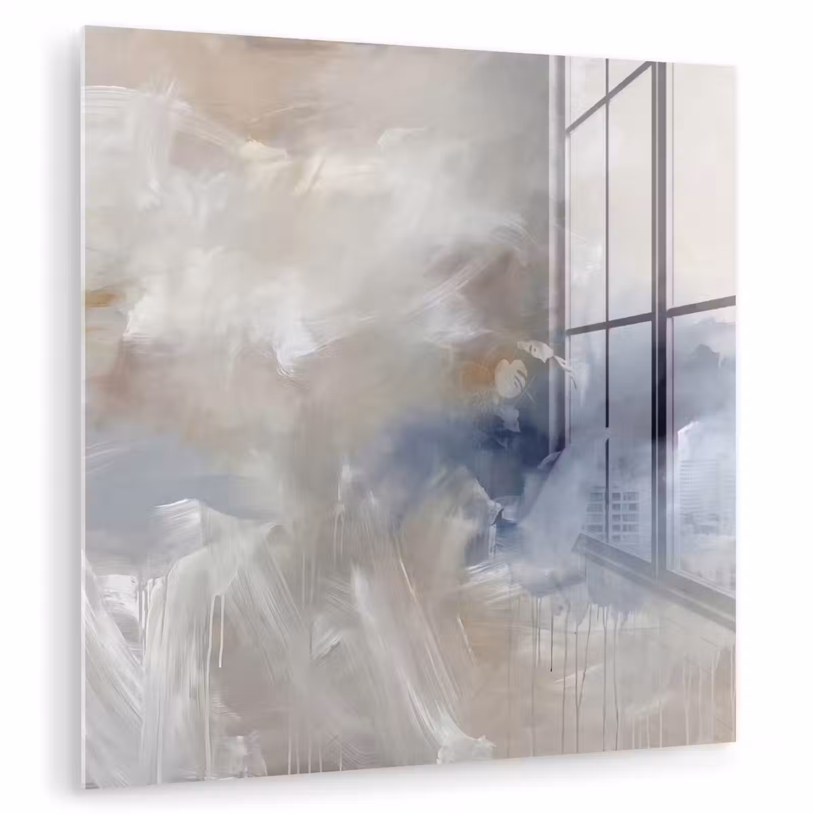 Glas schilderij - Abstract - Wolken - Sfeer - Modern - Beige — 1