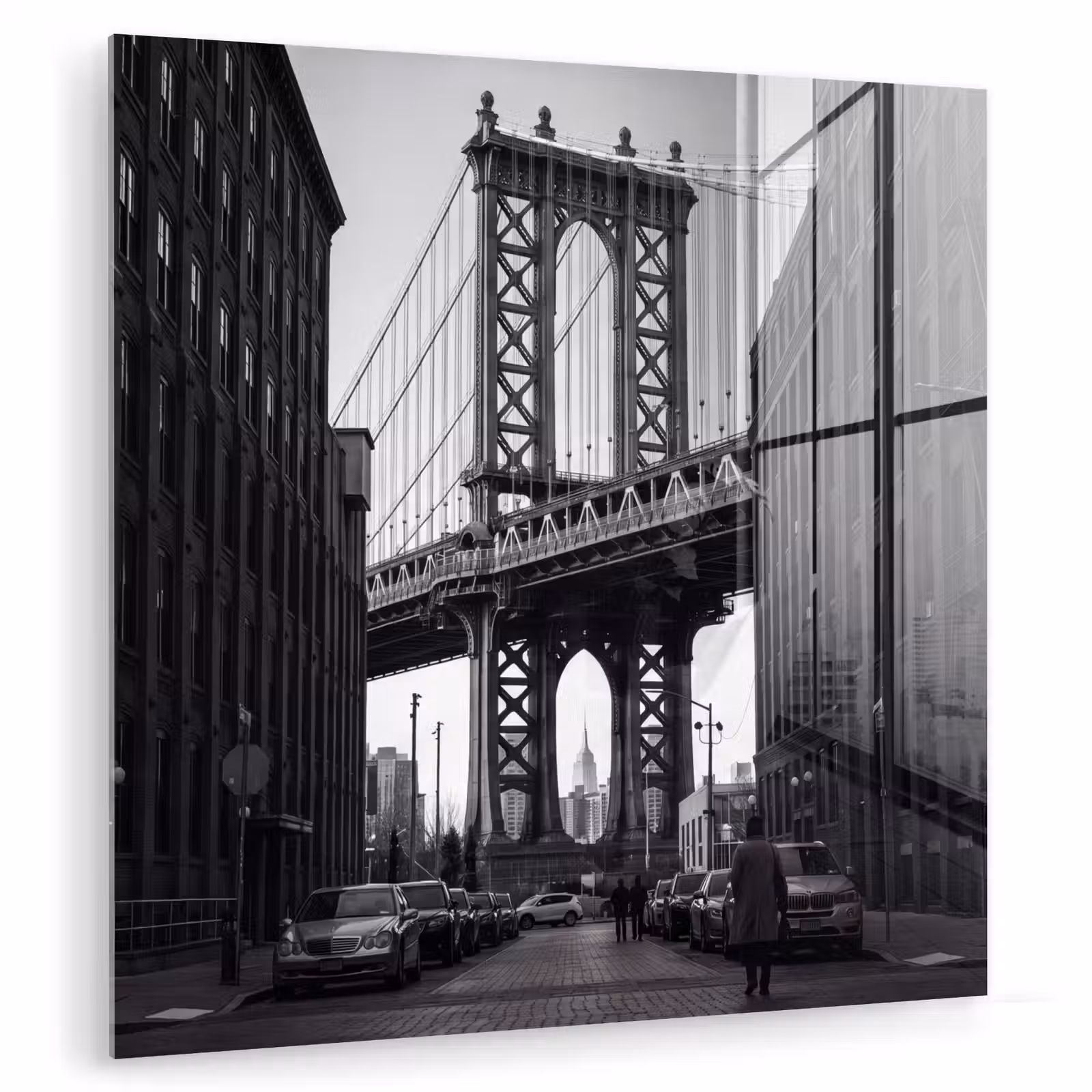 Glas schilderij - Brug - Stad - Architectuur - Modern - Zwart-wit — 1