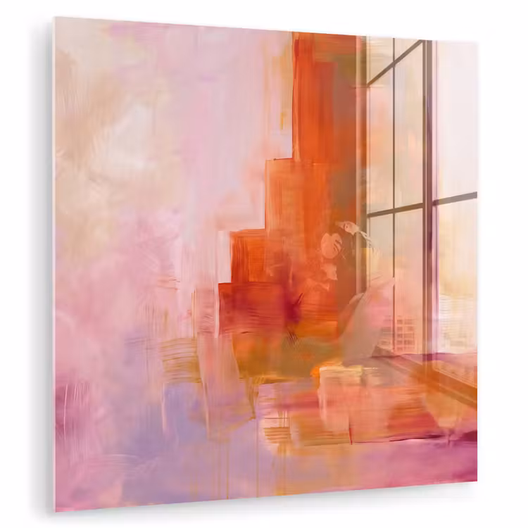 Glas schilderij - Abstract - Borstelstreken - Kunst - Paars - Goud — 1