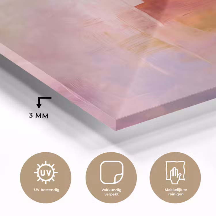 Glas schilderij - Abstract - Borstelstreken - Kunst - Paars - Goud — 3