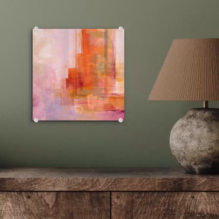 Glas schilderij - Abstract - Borstelstreken - Kunst - Paars - Goud — 4