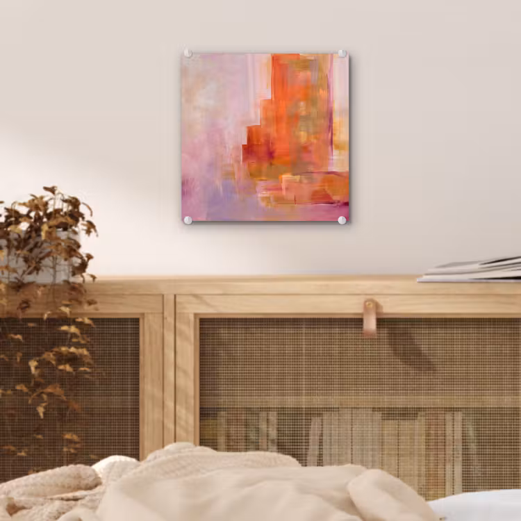 Glas schilderij - Abstract - Borstelstreken - Kunst - Paars - Goud — 5