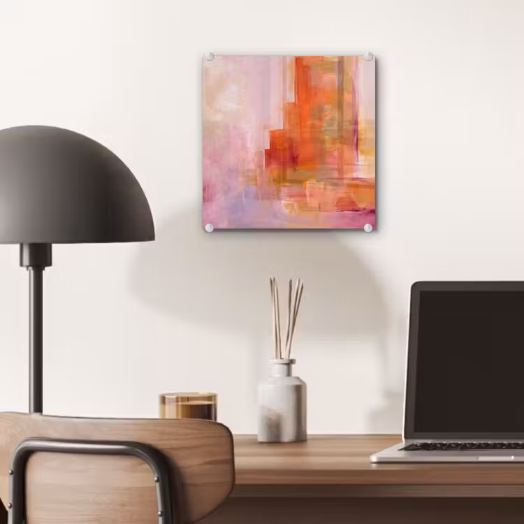 Glas schilderij - Abstract - Borstelstreken - Kunst - Paars - Goud — 7