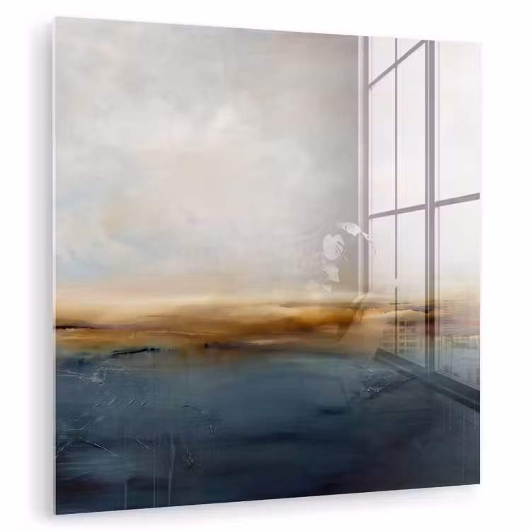 Glas schilderij - Abstract - Horizon - Water - Modern - Beige — 1