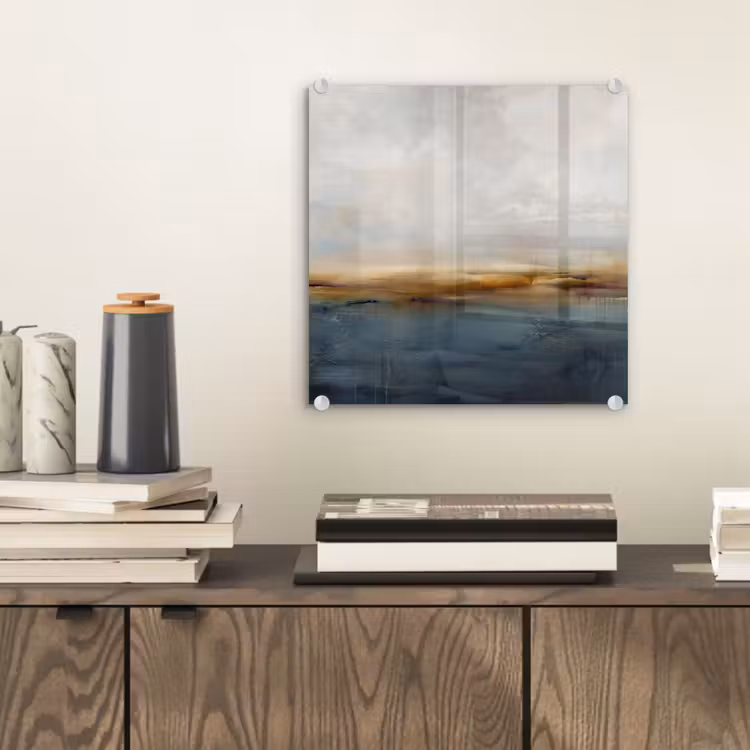 Glas schilderij - Abstract - Horizon - Water - Modern - Beige — 2