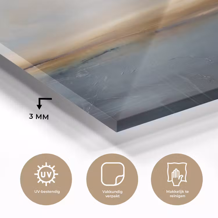 Glas schilderij - Abstract - Horizon - Water - Modern - Beige — 3
