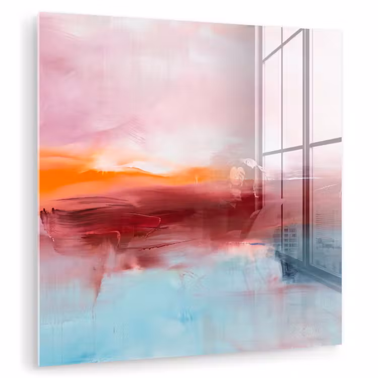 Glas schilderij - Abstract - Kleuren - Modern - Kunst - Roze — 1