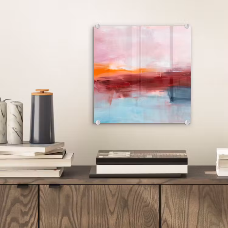 Glas schilderij - Abstract - Kleuren - Modern - Kunst - Roze — 2