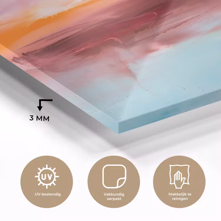 Glas schilderij - Abstract - Kleuren - Modern - Kunst - Roze — 3