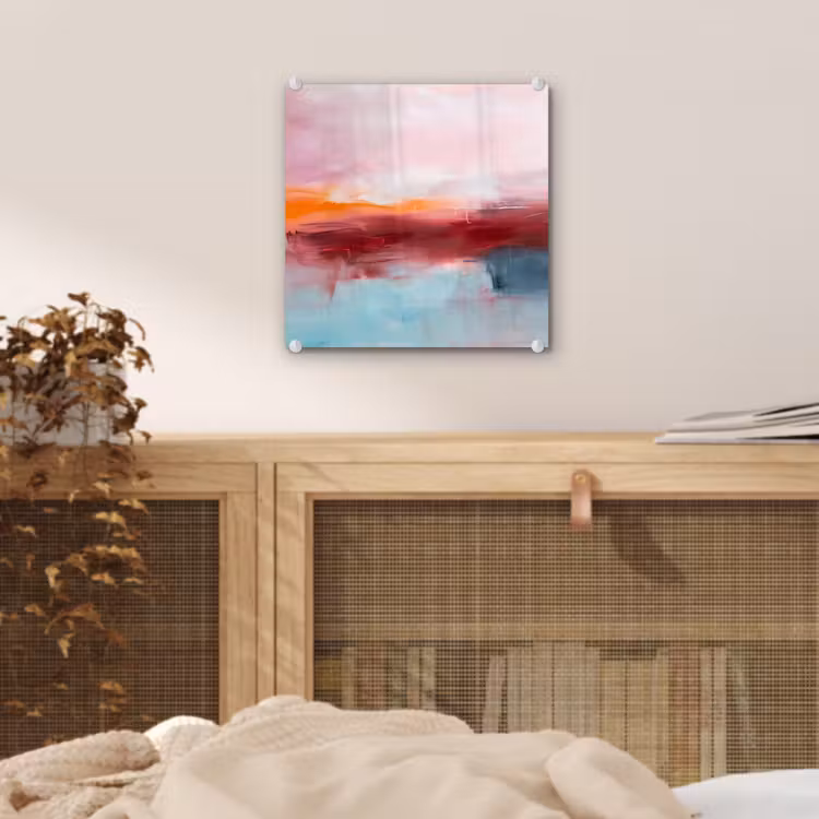 Glas schilderij - Abstract - Kleuren - Modern - Kunst - Roze — 5
