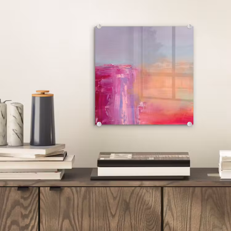 Glas schilderij - Abstract - Kleuren - Modern - Roze — 2